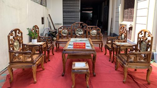 Bộ bàn ghế móc mỏ gụ Quảng Bình siêu vân cực đẹp